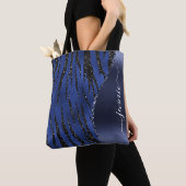 Blue Glitter Animal Print Glam Wave gepersonalisee Tote Bag (Dichtbij)