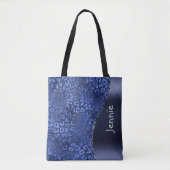 Blue Glitter Animal Print Glam Wave gepersonalisee Tote Bag (Voorkant)