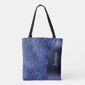 Blue Glitter Animal Print Glam Wave gepersonalisee Tote Bag (Achterkant)