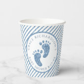 Blue Glitter Baby Feet Baby shower Gepersonaliseer Papieren Bekers (Achterkant)