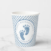 Blue Glitter Baby Feet Baby shower Gepersonaliseer Papieren Bekers (Voorkant)