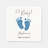 Blue Glitter Baby Feet Baby shower Servet (Voorkant)