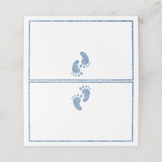 Blue Glitter Baby Feet Baby shower Tent Place Card Plaatskaartje (Buitenkant ongevouwen)