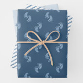 Blue Glitter Baby Feet Baby shower Wrapping Paper (In situ)
