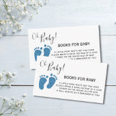 Blue Glitter Baby Feet Books voor Baby shower Informatiekaartje