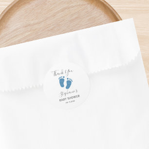 Blue Glitter Baby Feet Dank je Ronde Sticker