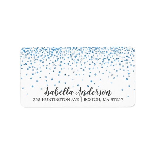 Blue Glitter Baby shower Address Label (Voorkant)