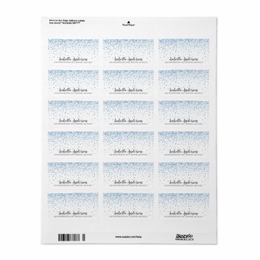 Blue Glitter Baby shower Address Label (Full Sheet)
