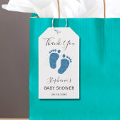 Blue Glitter Baby shower Dank je wel Cadeaulabel