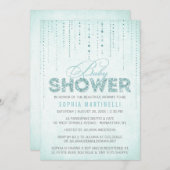 Blue Glitter Baby shower Invitation Kaart (Voorkant / Achterkant)