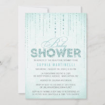 Blue Glitter Baby shower Invitation