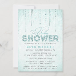 Blue Glitter Baby shower Invitation Kaart