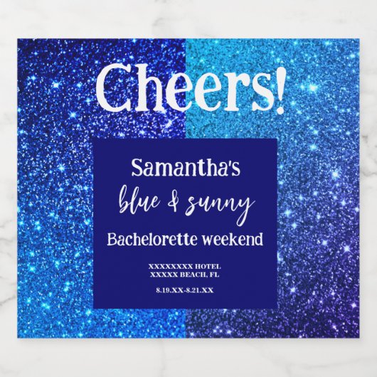 Blue Glitter Bachelorette Party Bier Etiket (Enkel label)