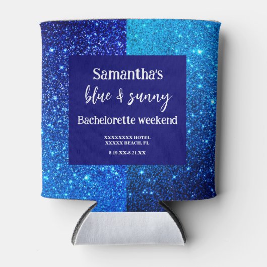 Blue Glitter Bachelorette Party Blikjeskoeler (Voorkant)