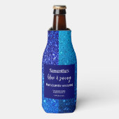 Blue Glitter Bachelorette Party Flesjeskoeler (Fles Voorkant)