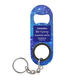 Blue Glitter Bachelorette Party Mini Flessenopener