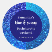 Blue Glitter Bachelorette Party Ronde Sticker (Voorkant)