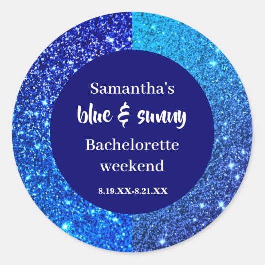 Blue Glitter Bachelorette Party Ronde Sticker (Voorkant)