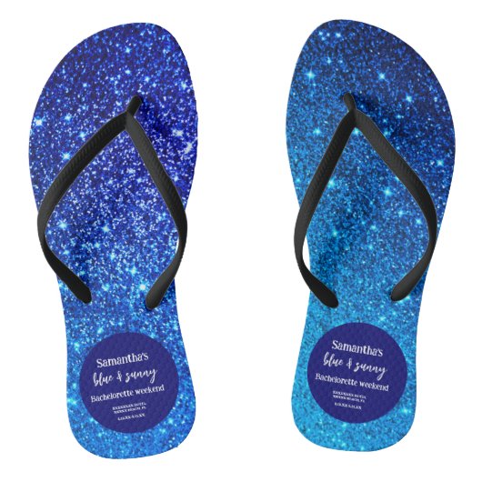 Blue Glitter Bachelorette Party Teenslippers (Voetbed)