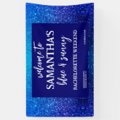 Blue Glitter Bachelorette Party Welcome Sign Spandoek (Verticaal)