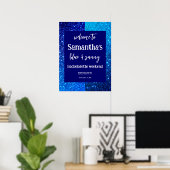 Blue Glitter Bachelorette Party Welkomstteken Poster (Thuiskantoor)