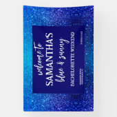 Blue Glitter Bachelorette Party Welkomstteken Spandoek (Verticaal)