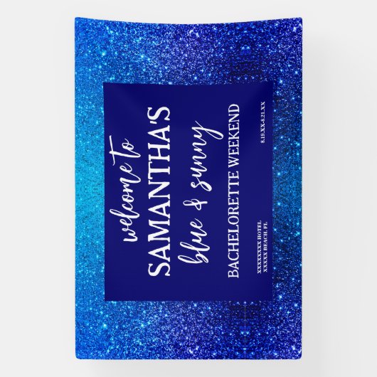 Blue Glitter Bachelorette Party Welkomstteken Spandoek (Verticaal)