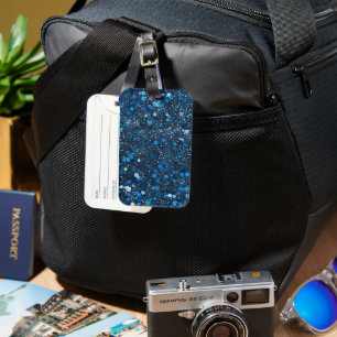 Blue Glitter Bagagelabel