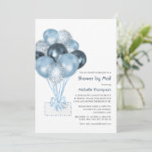 Blue Glitter Balloon Boy Baby shower per post Kaart (Staand voorkant)