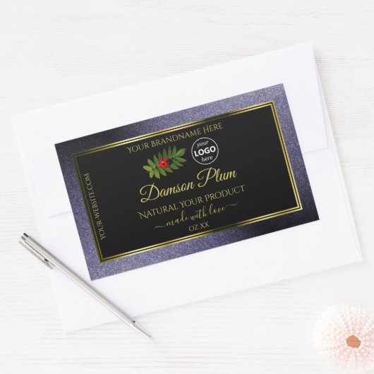 Blue Glitter Black Gold Product Label Ladybug Logo (Envelop)
