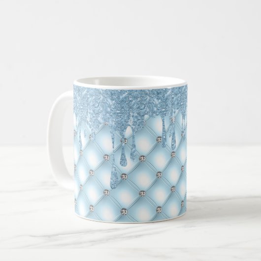 Blue Glitter Bling  Koffiemok (Voorkant links)