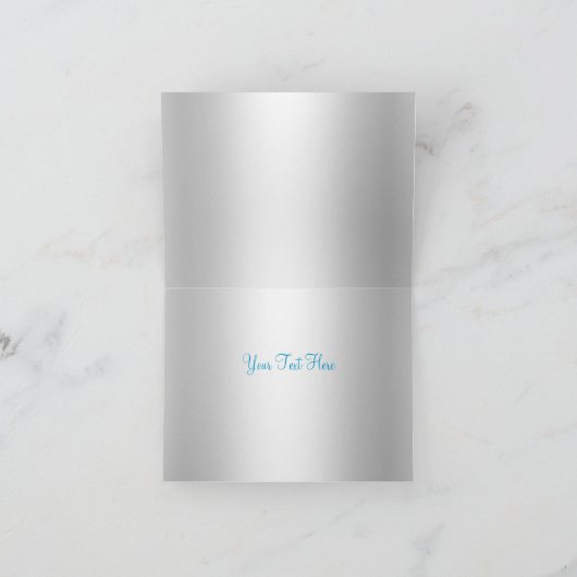 Blue Glitter & Bow bedankkaart (Binnen)