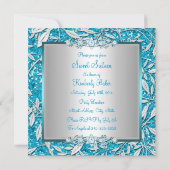 Blue Glitter & Bow Sweet Sixteen Invite Kaart (Achterkant)