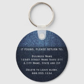 Blue Glitter Business Logo Fleet Office Employee  Sleutelhanger (Achterkant)