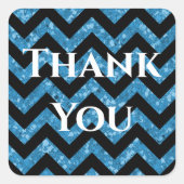 Blue Glitter Chevron Dank je Stickers (Voorkant)