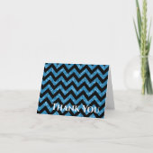 Blue Glitter Chevron Folded Hartelijk dank Bedankkaart (Voorkant)