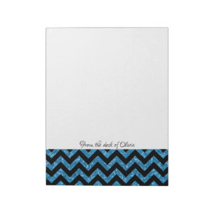 Blue Glitter Chevron Notitieblok