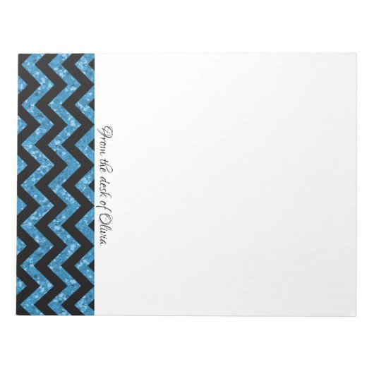 Blue Glitter Chevron Notitieblok (Voorkant)