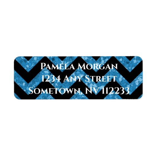 Blue Glitter Chevron Return Address Label (Voorkant)