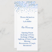 Blue Glitter Confetti Faux Folie Wedding Programme Programmakaart (Voorkant / Achterkant)