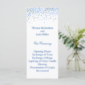Blue Glitter Confetti Faux Folie Wedding Programme Programmakaart (Staand voorkant)