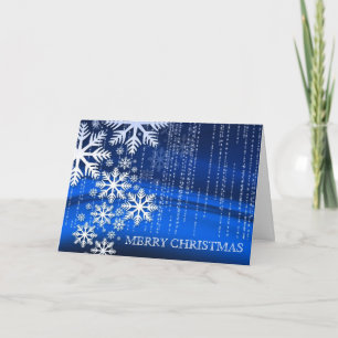 Blue Glitter Confetti Snowflake Merry Kerstry Feestdagen Kaart