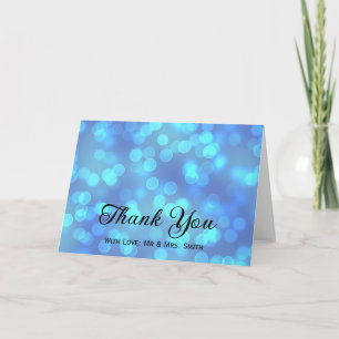 Blue Glitter Confetti Sparkles Stip Dank je wel Bedankkaart