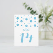 Blue Glitter Confetti Table Number Briefkaart (Staand voorkant)