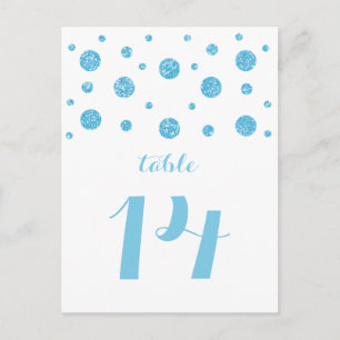 Blue Glitter Confetti Table Number Briefkaart