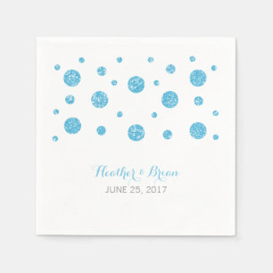 Blue Glitter Confetti Wedding Paper Napkins Servetten