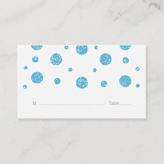 Blue Glitter Confetti Wedding Place Kaarten Plaatskaartje (Voorkant)