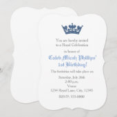Blue Glitter Crown Royal verjaardagsuitnodiging Kaart (Voorkant / Achterkant)