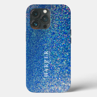 Blue Glitter Custom Name Hoesje-Mate iPhone Case C