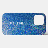 Blue Glitter Custom Name Hoesje-Mate iPhone Case C (Achterkant (horizontaal))